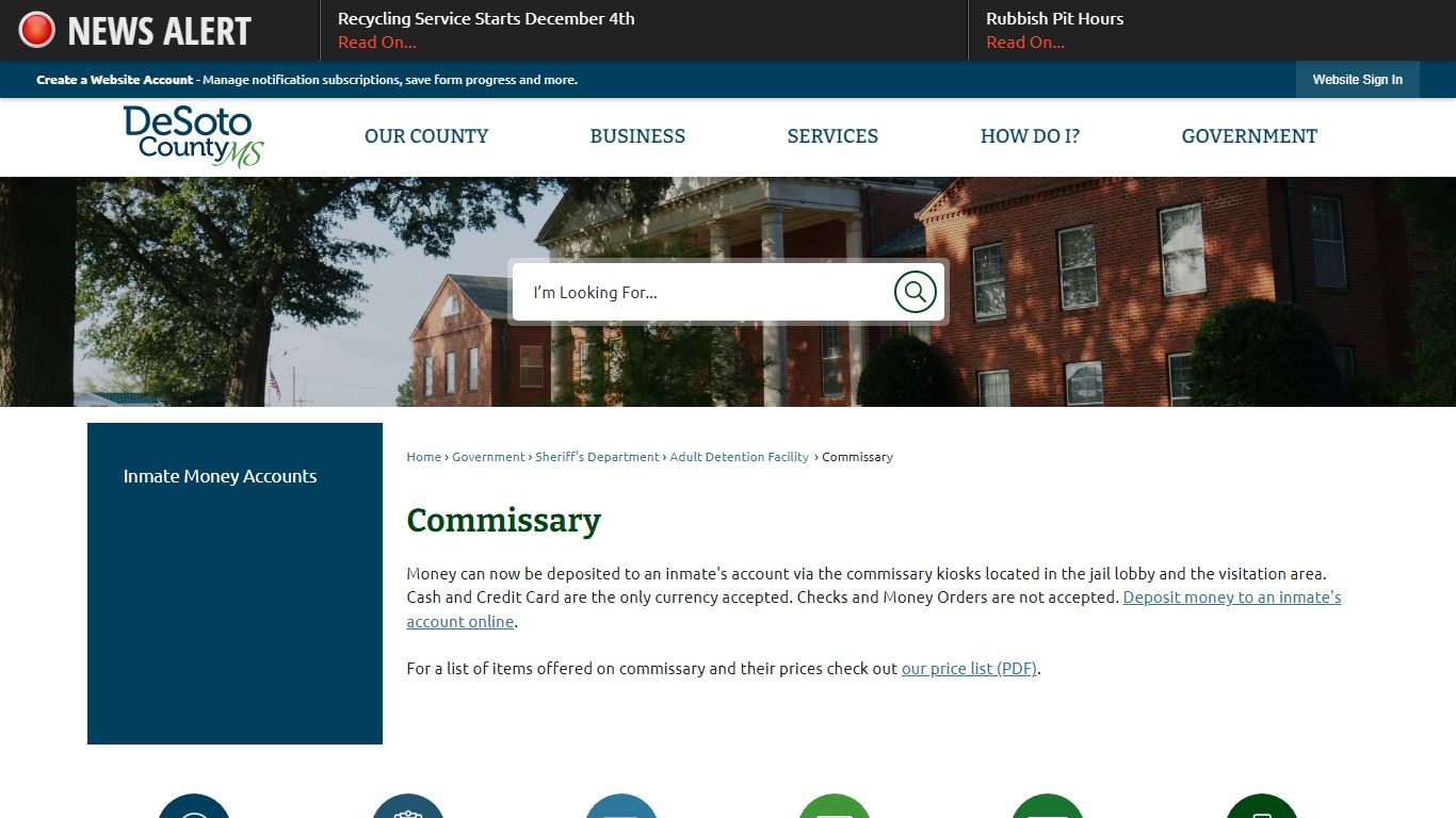 Commissary | DeSoto County, MS - Official Website